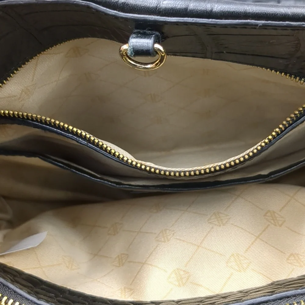 Antonio Melani Black Crocodile-Embossed tote